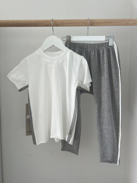 Pinstripe Pant and Tee Set Grey