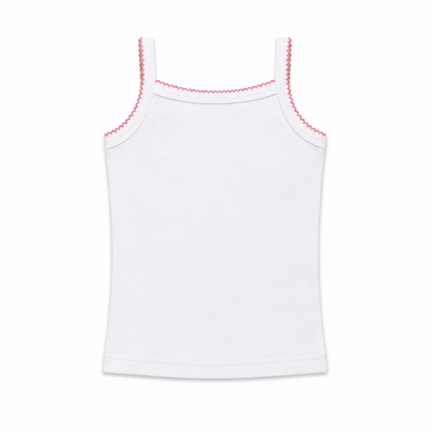 Picot Cotton Cami, Pink Trim