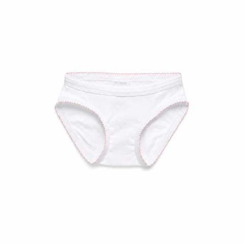 Girls Brief with Picot Trim, White