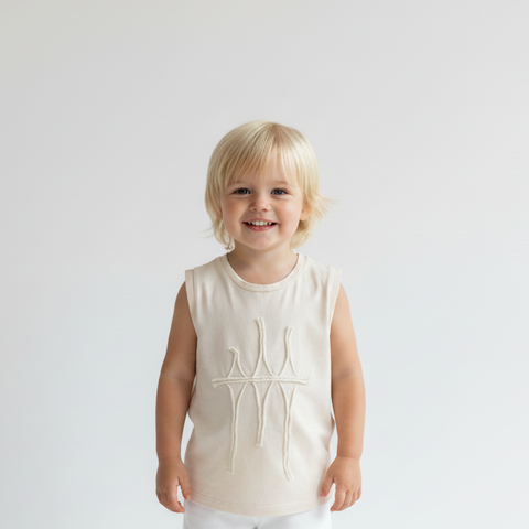 Embellished organic cotton tank