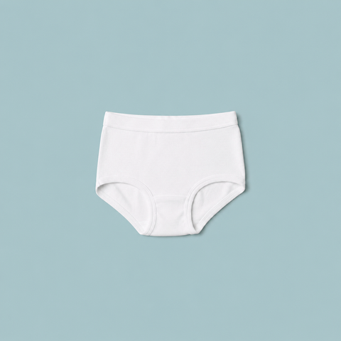 Girls Organic Cotton Full Brief, white