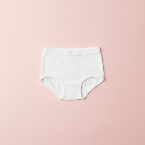 Girls Organic Cotton Full Brief, white