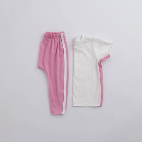 Pinstripe Pant and Tee Set Pink