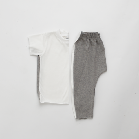 Pinstripe Pant and Tee Set Grey