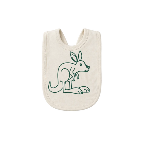 Australian made organic cotton baby bib - kangaroo print