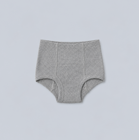 Unisex Ribbed Brief, Grey Marle