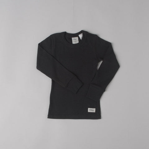Ribbed Long Sleeve Crew, White
