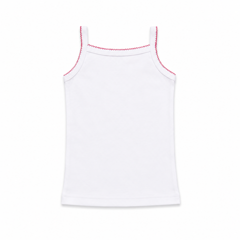 Picot Cotton Cami, Pink Trim