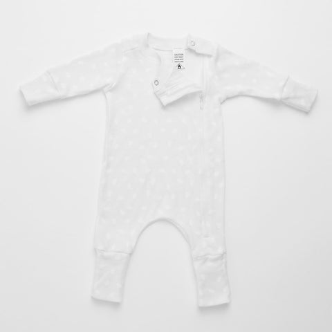 Side Zip Sleepsuit, Wattle Leaf Print