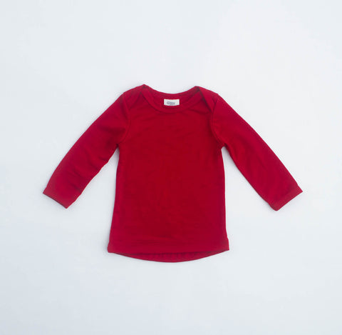 Merino Wool Baby Tee, Waratah Red