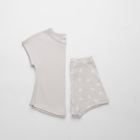 Wattle Leaf PJs, Half Print, Dusty Pink