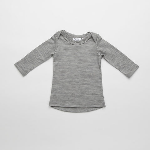 Merino Tee for baby in grey marle