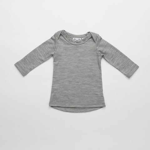 Merino Tee for baby in grey marle