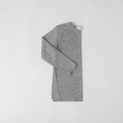 Merino Wool Raw Tee, Grey Marle