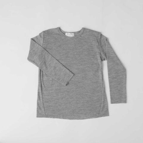 Merino Wool Raw Tee, Grey Marle