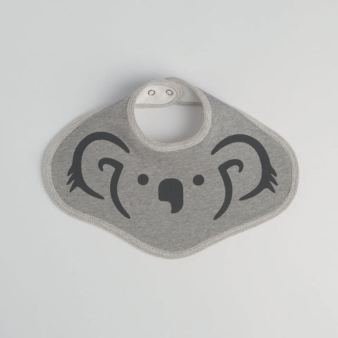 Koala Bib, Grey Marle and Natural