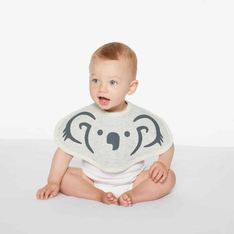 Koala Bib, Grey Marle and Black