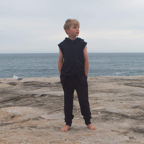 Organic Hooded Vest, Black