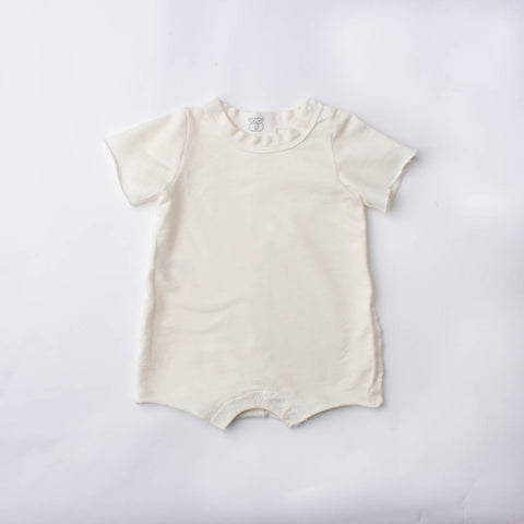 Organic Cotton Lapped Seam Romper, Sand