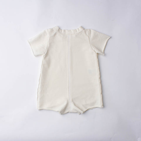 Organic Cotton Lapped Seam Romper, Sand