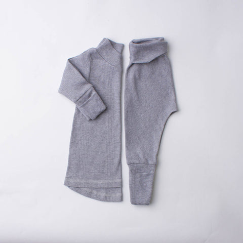 Organic Cotton Ribbed Baby Set, Grey Marle