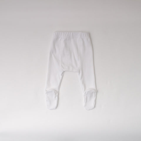 Organic Cotton Baby Footed Pant, White