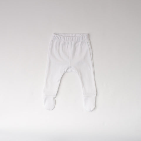 Organic Cotton Baby Footed Pant, White