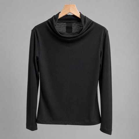 Cotton Cashmere Layering Tee, Black