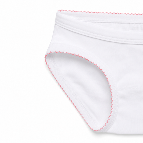 Girls Brief with Picot Trim, White