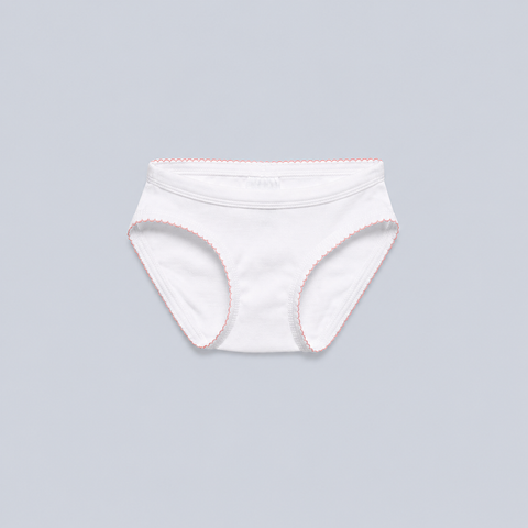 Girls Brief with Picot Trim, White