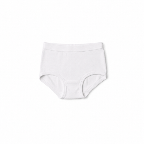 Girls Organic Cotton Full Brief, white