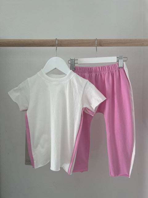 Pinstripe Pant and Tee Set Pink