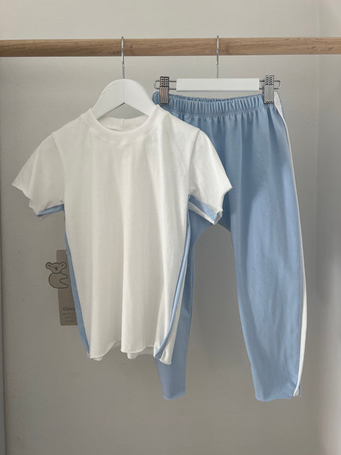 Pinstripe Pant and Tee Set Blue