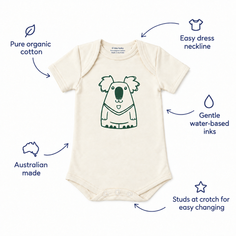 Natural koala features image with matching neck branding