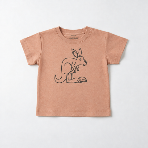 Sunset kangaroo tee with softened wrinkles