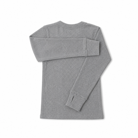 Ribbed White Long Sleeve Crew