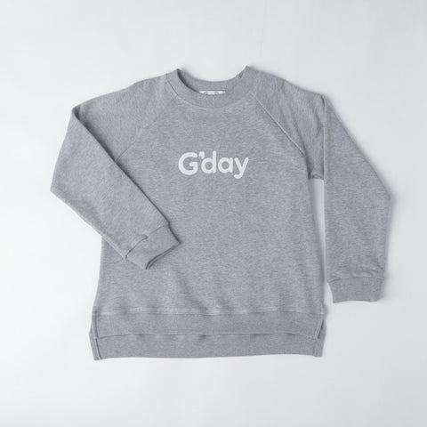 G'day Hooroo Sweat Top, Grey Marle