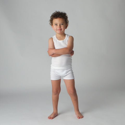 G'day Baby Organic Cotton Boys Fitted Boxer and Singlet in white